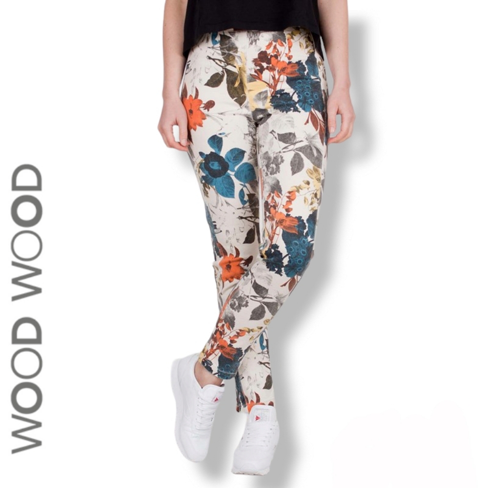 Wood Wood | 'Kim Pants' Floral & Foliage Printed Skinny Zipper Jeans | Small